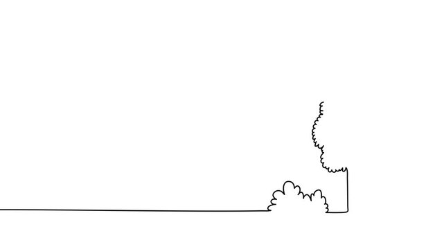 Continuous one-line tree art with flowing silhouette outline, capturing forest nature in abstract minimalist sketch style for modern botanical illustration projects.