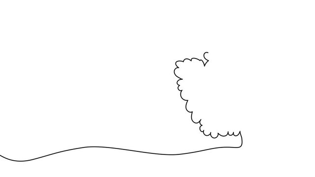 Continuous one-line tree art with flowing silhouette outline, capturing forest nature in abstract minimalist sketch style for modern botanical illustration projects.