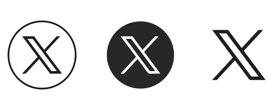 X social media logo icon collection isolated on white background. Modern black outline and solid style social networking symbol vector illustration