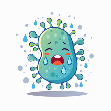Sad Crying Cartoon Virus Character