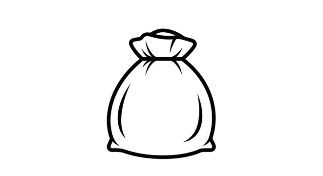 Simple line drawing of a closed drawstring bag against a white background.