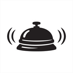 Fototapeta premium Service Bell Icon, Hotel Reception and Customer Attention Symbol, Black and White Vector with Sound Waves