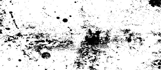 Fototapeta premium Grungy Black and White Distressed Texture with Ink Splatters and Noise Effect Background Vector Graphic