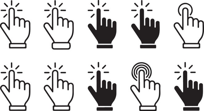 Pointer cursor computer pointing click mouse icon black and white