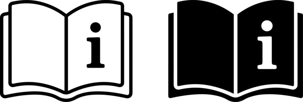 Open book icon with information symbol