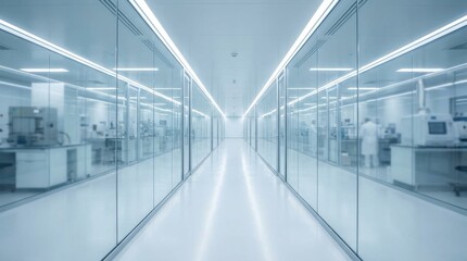 Naklejka premium A Gleaming, Seamless Glass Corridor Stretching Into Modern Futuristic Infinity