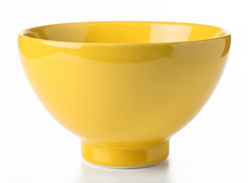 Empty yellow ceramic bowl isolated on white background