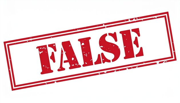 Bold red rectangular stamp marking statement as incorrect or untrue