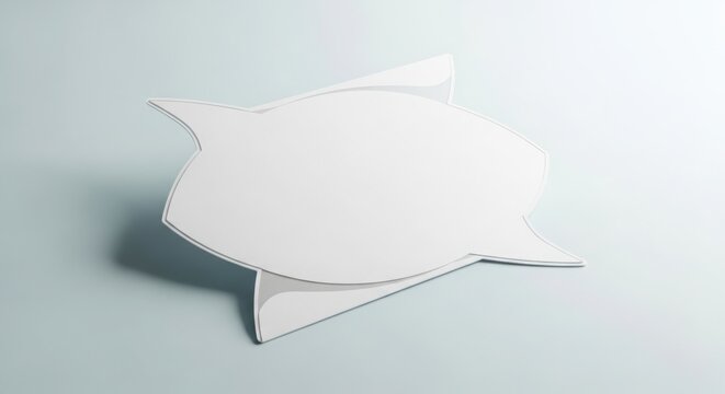 White blank speech bubble on light blue background with shadow ideal for text overlay and communication design elements