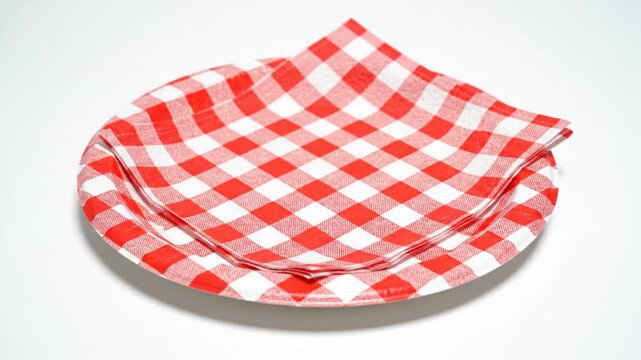 Red Gingham Paper Plate and Napkin Close-up
