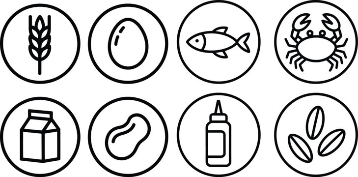 Common food allergens icons
