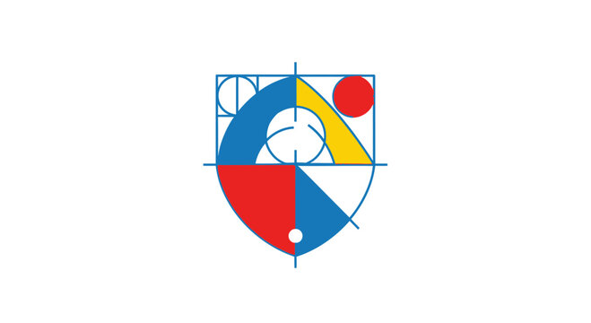 Abstract Geometric Logo Emblem with Bauhaus Style Constructivist Elements