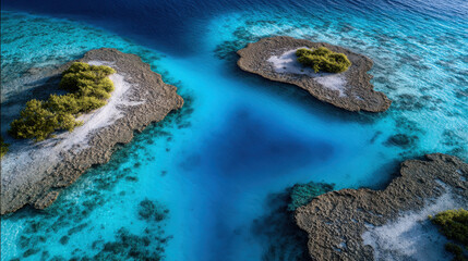 Obraz premium Azure waters and miniature islands create a captivating aerial view