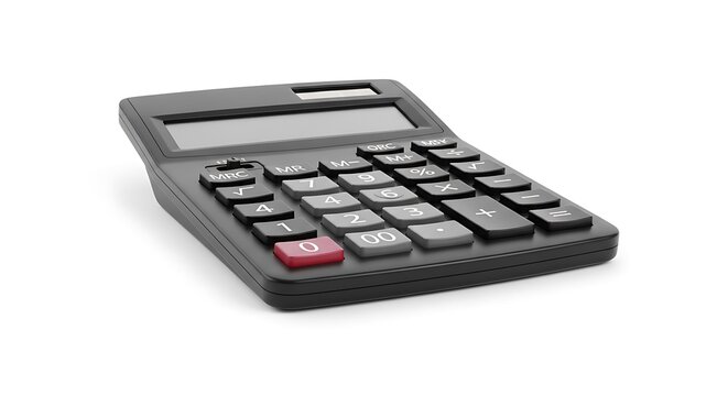Black digital calculator isolated on a white background for finance
