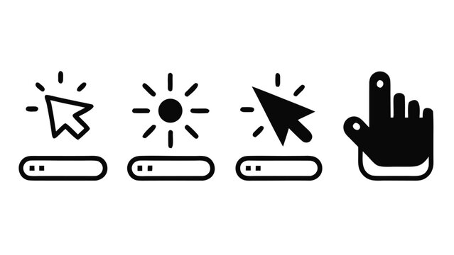 Cursor icons with sun and hand symbol for digital interaction and user interface concepts