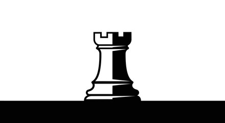 Minimalist Chess Rook Silhouette on Black and White Background © zulfa