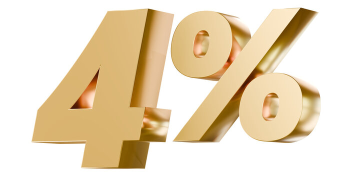 Shiny gold 4% numeric 3D illustration