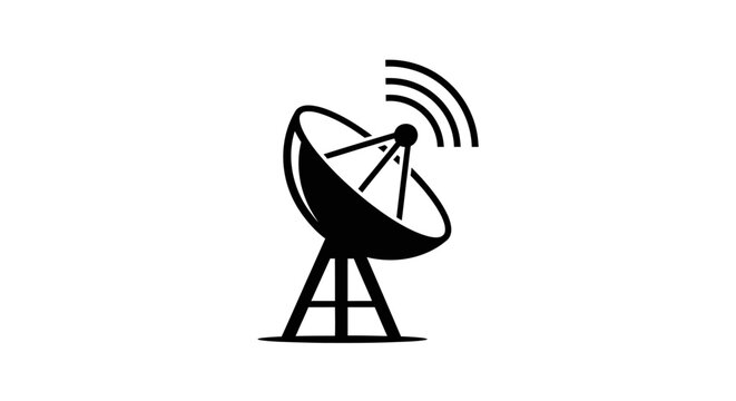 Satellite Dish Antenna Icon - Signal Transmission and Communication Concept