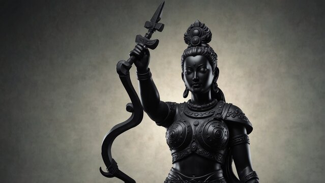 Modern design featuring statue of woman holding - Generative AI