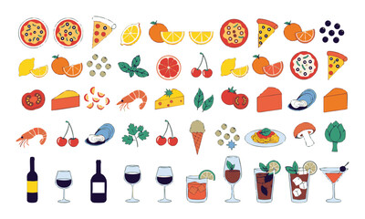 Fototapeta premium Minimal Food Illustration Vector Collection.