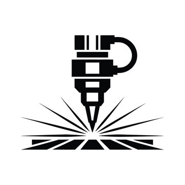 Industrial laser cutting machine beam icon illustration