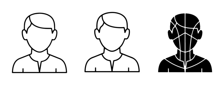Human Silhouette Icons, Profile Headshot Graphics, User Avatar Set, Person Outline Symbols