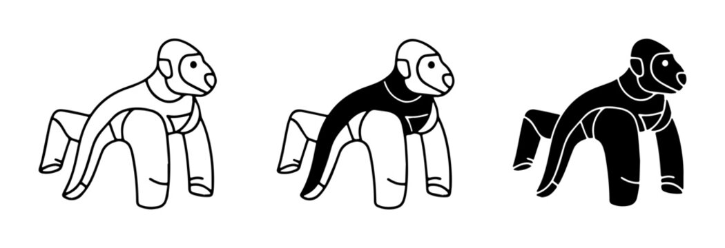 Gorilla Vector Icons: Silhouette, Outline, and Filled Styles for Wildlife and Primate Graphics