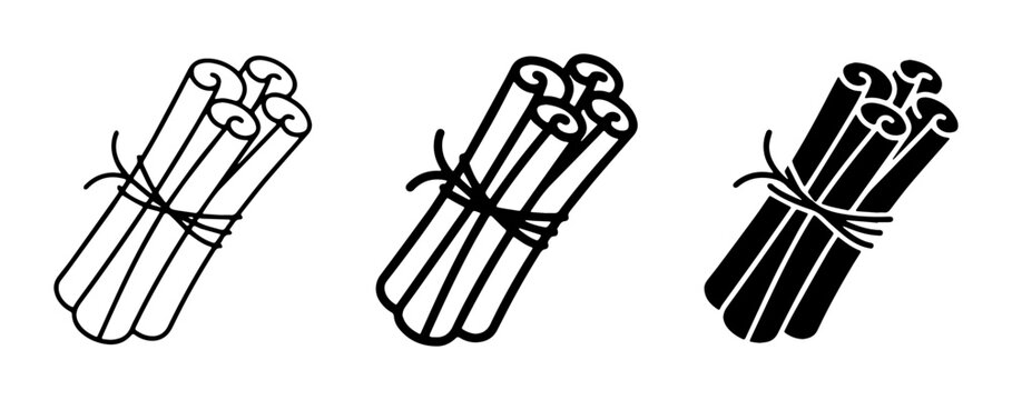 Cinnamon Sticks Vector Icons: Bundled Spice Elements for Culinary and Design Projects