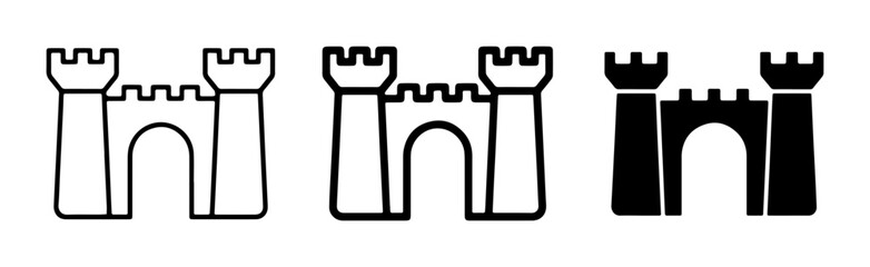 Castle Icons Set, Medieval Fortress Symbols, Royal Palace Graphics, Ancient Architecture Vector Collection © Taslima