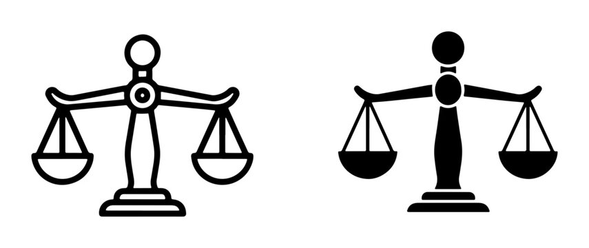 Justice Scales Icons, Balance Symbol Vector Art, Legal Equilibrium Concept, Law Weighing Tools