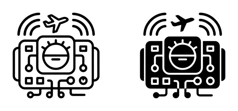 Air Traffic Control Radar Console Icon, Aviation Navigation System, Flight Communication Device, Airspace Monitoring Technology