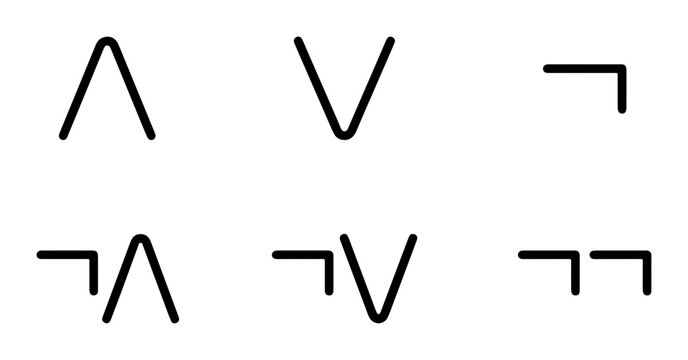 Logic Symbols Set, Mathematical Notation, Abstract Shapes, Basic Symbols, Vector Icons, Minimalist Design, Science and Education