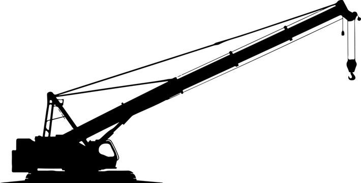 Black silhouette crane, construction equipment, industrial machinery, heavy duty crane
