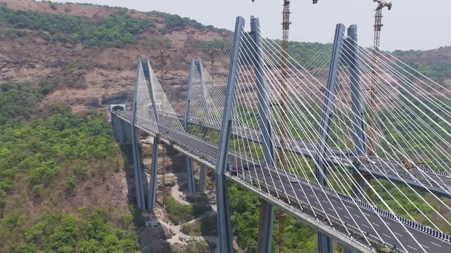 Mumbai Pune Missing Link Highway Aerial Drone Shot,
Missing Link Highway Bridge India

