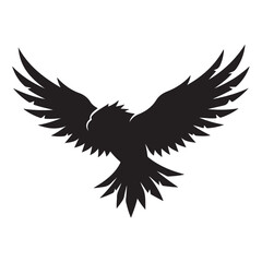 Fototapeta premium Elegant black silhouette bird with spread wings isolated design