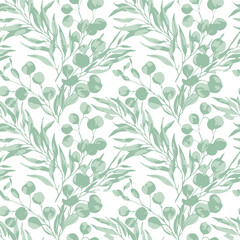 Seamless pattern with green eucalyptus leaves and branches © mstfaridaiasmin