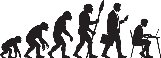 Silhouette of theory of evolution of man © Masud