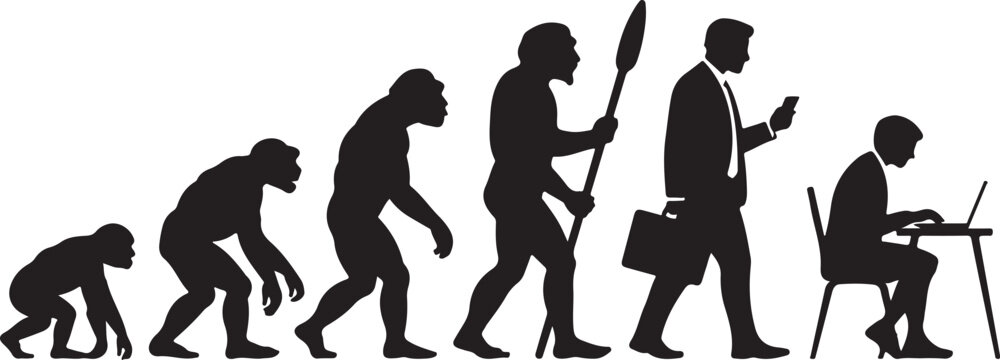 Silhouette of theory of evolution of man