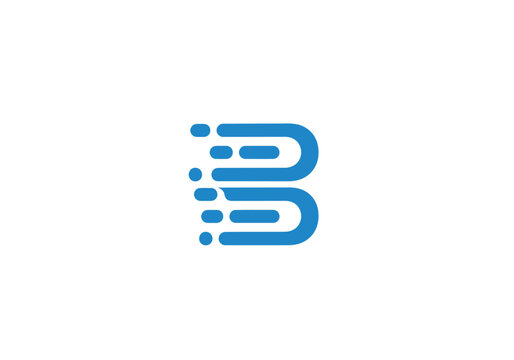 Abstract blue letter B motion lines logo icon