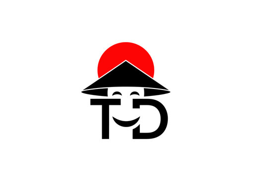 Asian themed TD monogram with conical hat