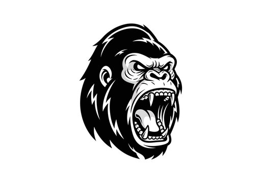 Angry gorilla head mascot logo design.