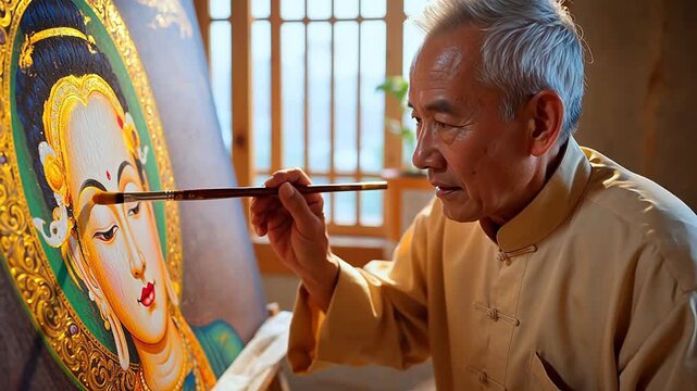 Bhutanese Thangka Master - Divine Brushstrokes in Thimphu
