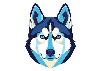Colorful geometric husky dog head portrait. © ikk