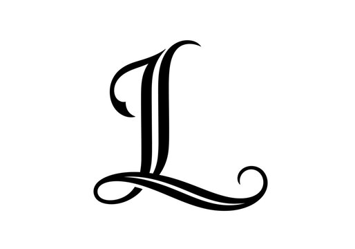 Elegant script letter L calligraphy monogram logo