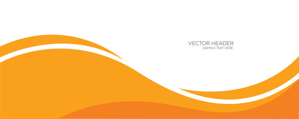 Orange vector header with dynamic flowing wave shapes and white copy space. © Azahar