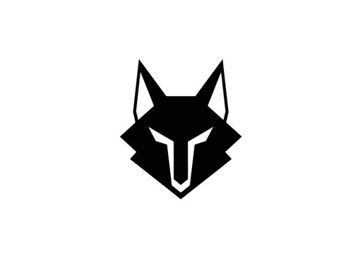 Minimalist geometric wolf head face logo icon.