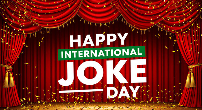 Celebrate humor with a vibrant stage backdrop for international joke day event decoration and party