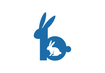 Stylized blue rabbit logo integrated with letter b shape. © ikk