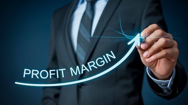 Profit margin growth concept with businessman and rising graph