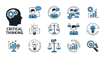 Fototapeta premium A Diverse Set of Icons Representing Critical Thinking and Reasoning Concepts.
